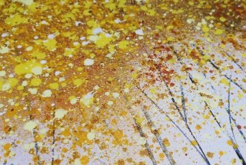  murale Peintre - Détail de décoration murale Yellow Tree gold 2